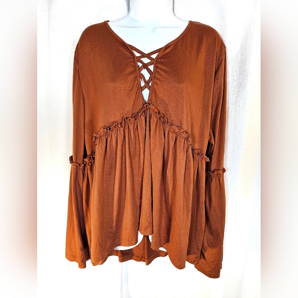 2/$20 Shein Curve 3XL Criss Cross Neck Top